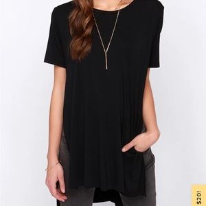 Lulus Side Slit Black T shirt Size S